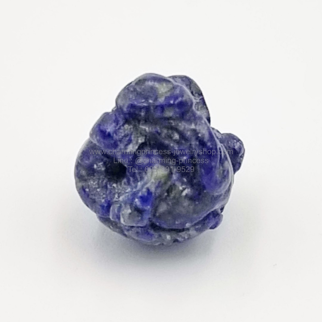 หินสีน้ําเงิน ลาพิส ลาซูลี แกะรูปพระพิฆเนศ มีรูสำหรับร้อยสร้อยข้อมือ ขนาด 10 mm