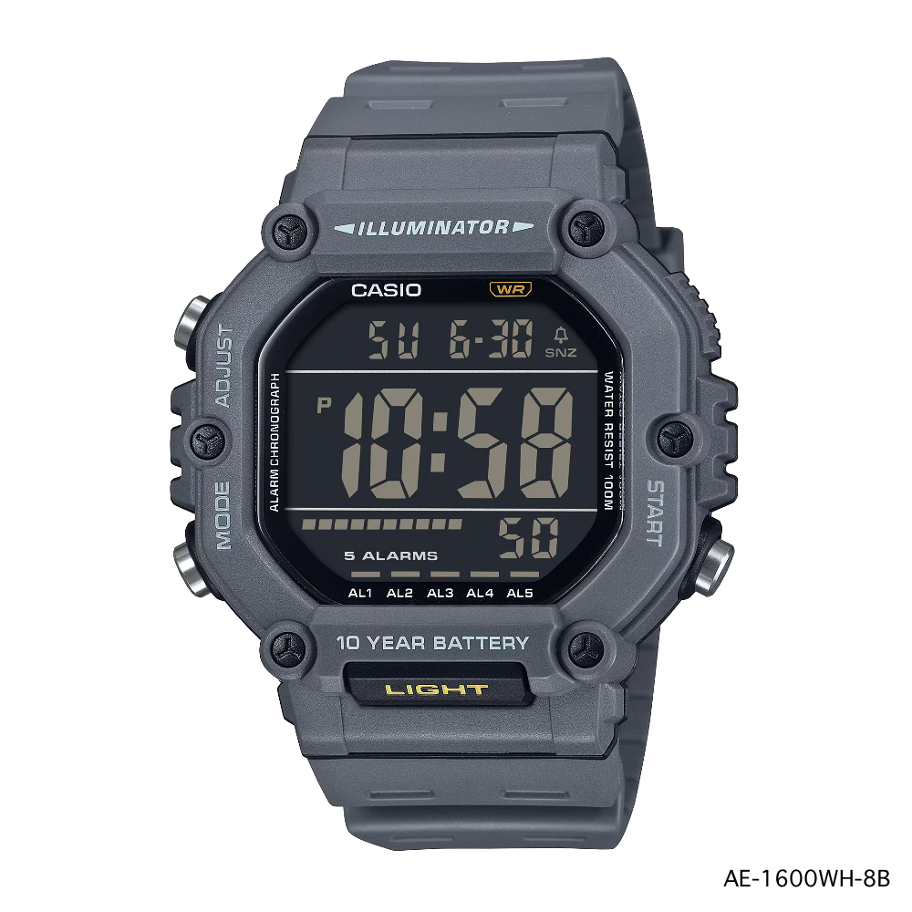 นาฬิกาข้อมือผู้ชาย คาสิโอ Casio Digital Men AE-1600H Series AE-1600H-1A | AE-1600H-5A | AE-1600H-8B