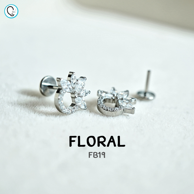 ต่างหูไทเทเนียม 100% แป้นแบนขันน็อต สำหรับผิวแพ้ง่าย ใส่สบายเรียบหลังหู รหัส FB (ราคา/ข้าง)