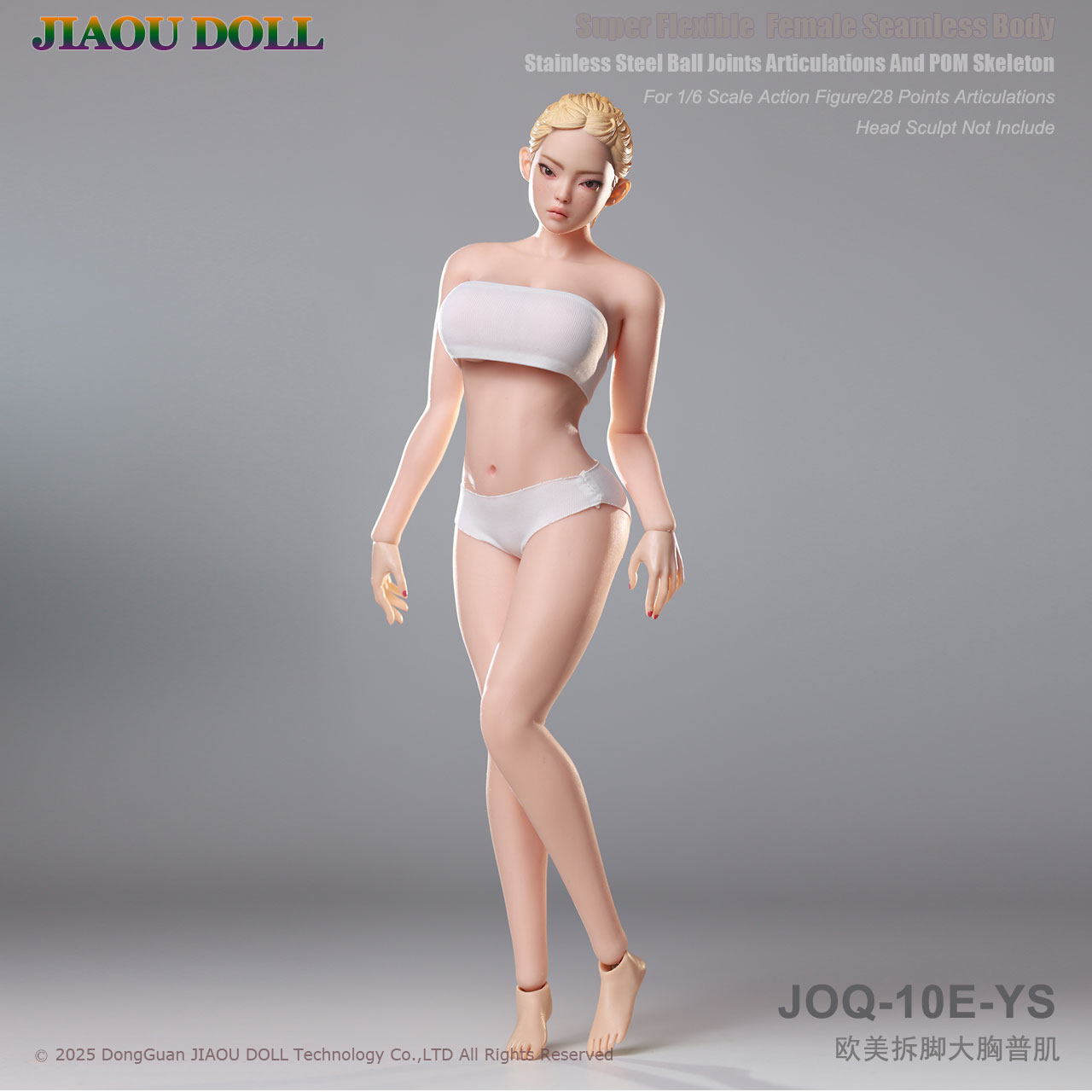 JIAOUDOLL JOQ-10E 1/6 Super Flexible Female Seamless Body Detachable Feet Lager Breasts Without Head