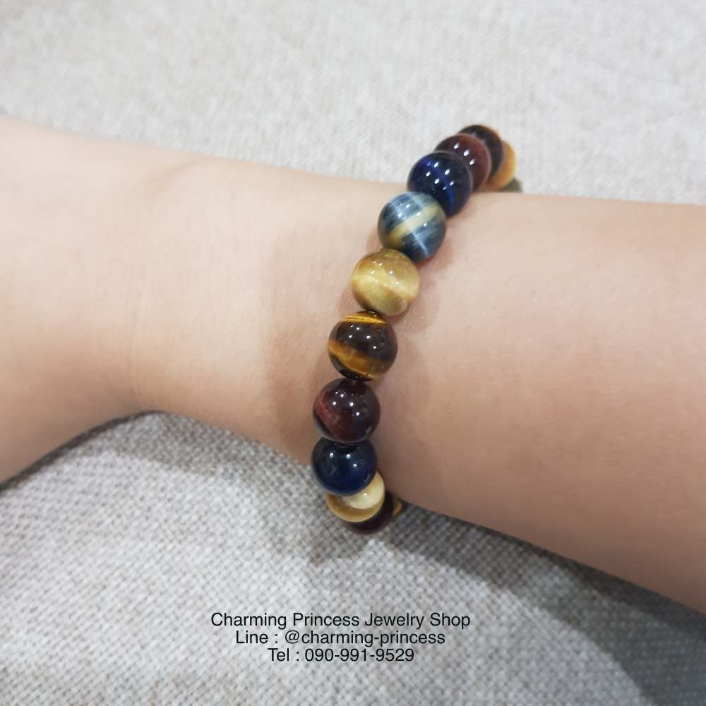 5 พยัคฆราช Tiger Eye Multi Colors หินตาเสือครบทุกสี 10 มม แก้ปีชง พลิกฟื้นดวงชะตา แคล้วคลาดปลอดภัย หินแก้ปีชง Version 2
