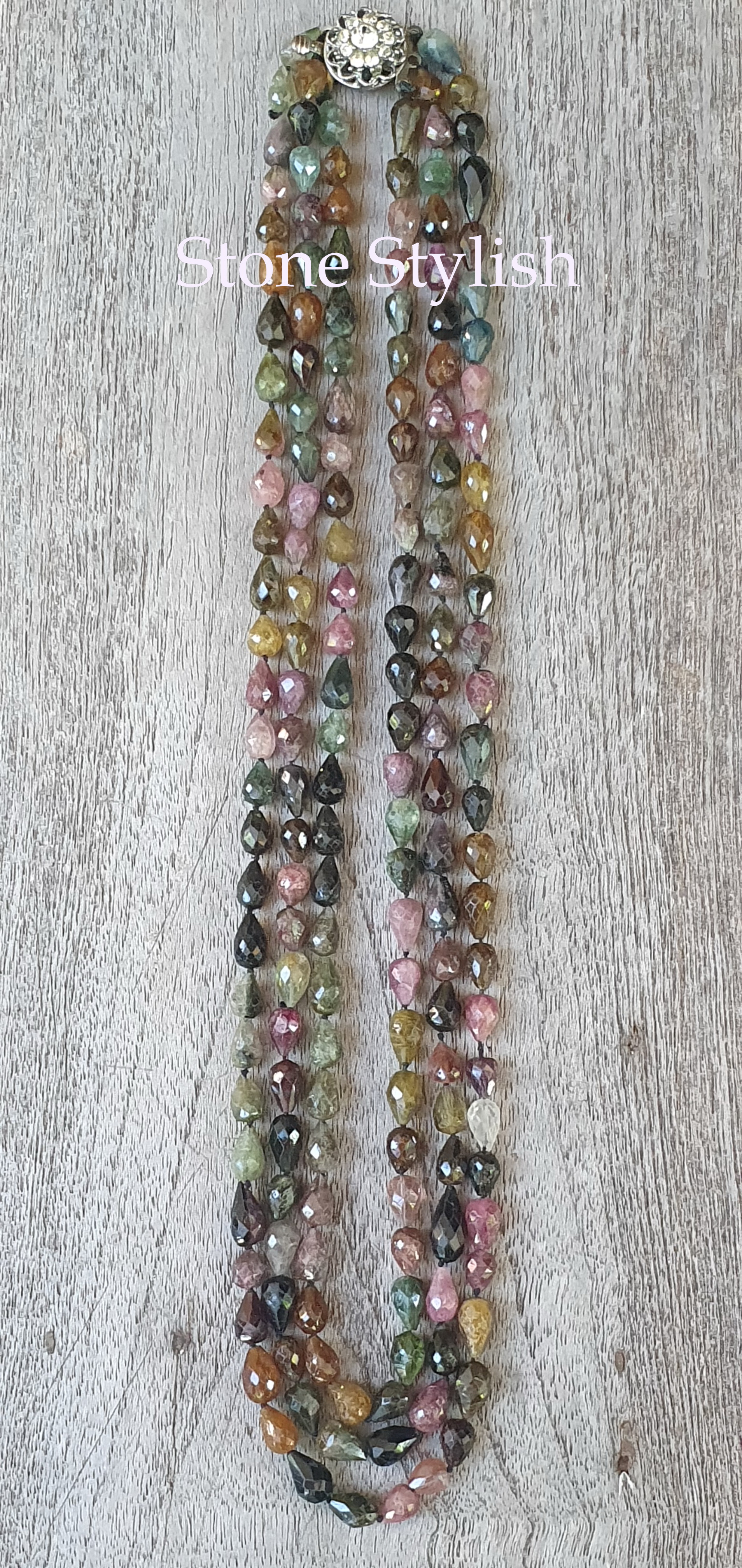 สร้อยคอพลอยทัวร์มาลีน รูปทรงหยดน้ำ 3 แถว Tourmaline Necklace