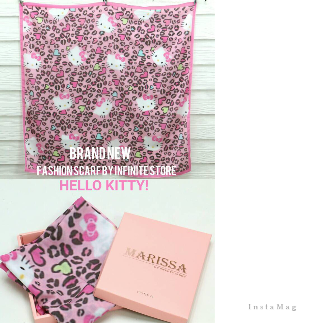 ผ้าพันคอ Hello Kitty สุดน่ารัก สาวๆไม่ควรพลาดคร้า Size: 90×90 cm
