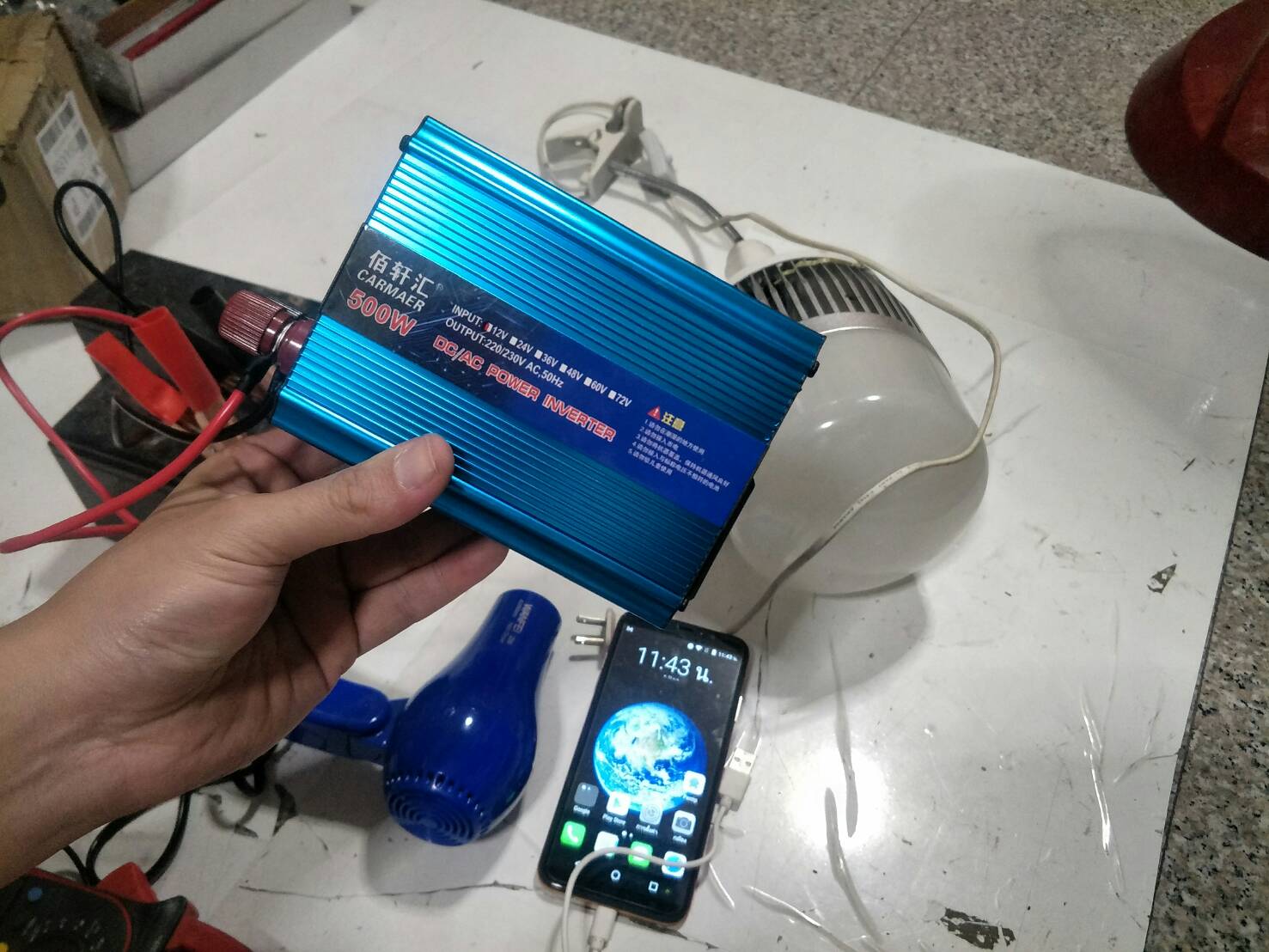 ADE05 ตัวแปลงไฟรถ 12v เป็นไฟบ้าน 500 วัตต์ !! มีตัดไฟเกิน กันพัง สำหรับแคมปปิ้ง สถานที่ไม่มีไฟฟ้าใช้ DIY