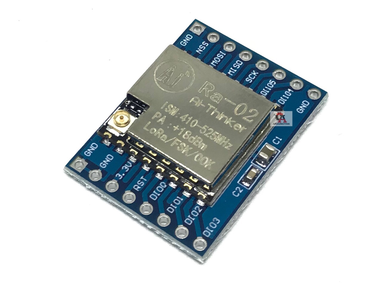 LoRa module 433MHz Ra-02 SX1278 โมดูลส่งข้อมูลไร้สายระยะไกลความถี่ 433Mhz พร้อมบัดกรีลงแผ่น PCB สต็อกไทยส่งไว