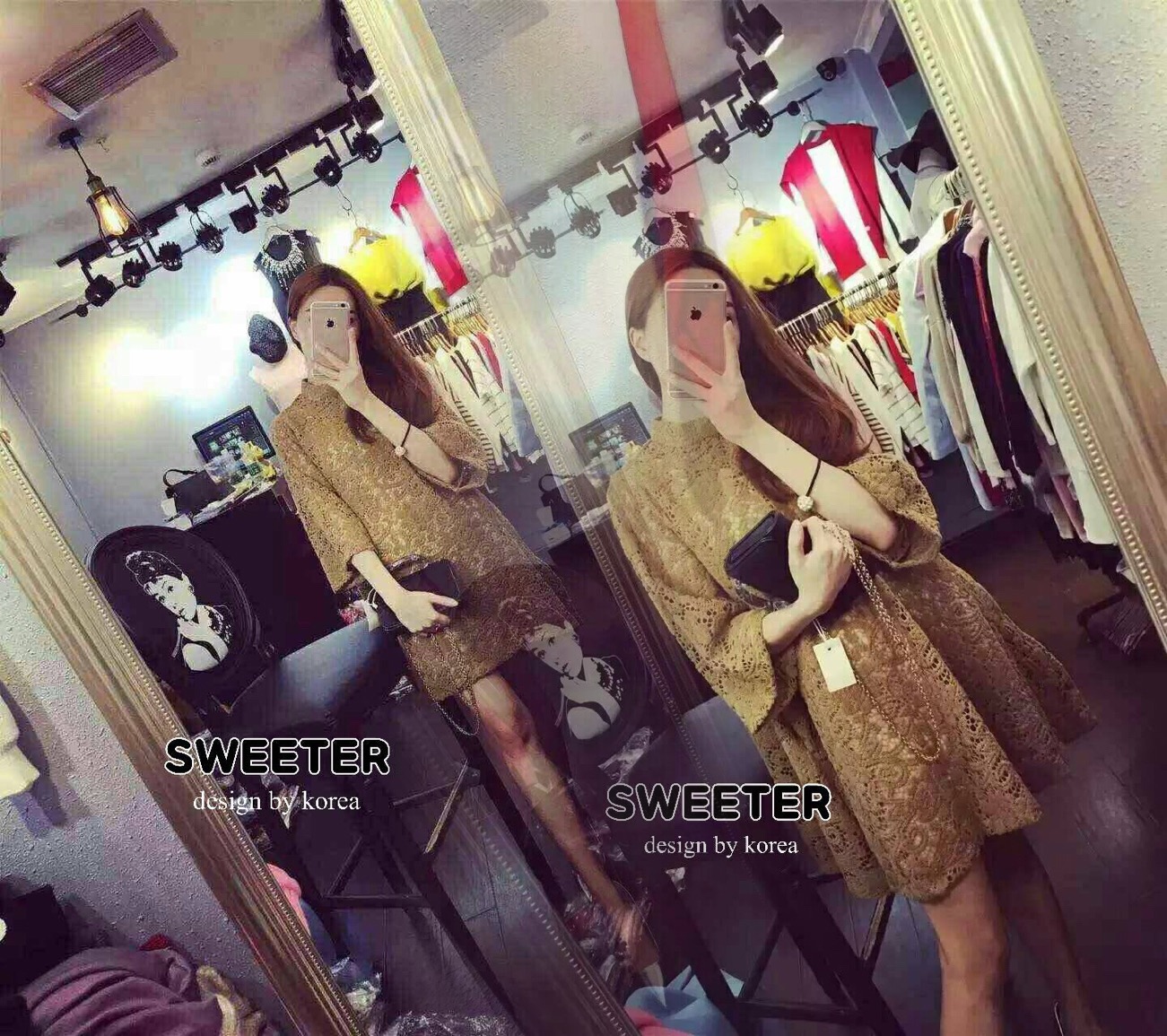 มินิเดรสลูกไม้ลายฉลุเนื้อขนฟูนุ่ม ผ้าเก๋มาก แพลทเทิ่ลทรงเอ คอตั้งสวยหรู มาพร้อมซับสายเดี่ยวแยกชิ้น สาวๆ ห้ามพลาดนะค่ะ