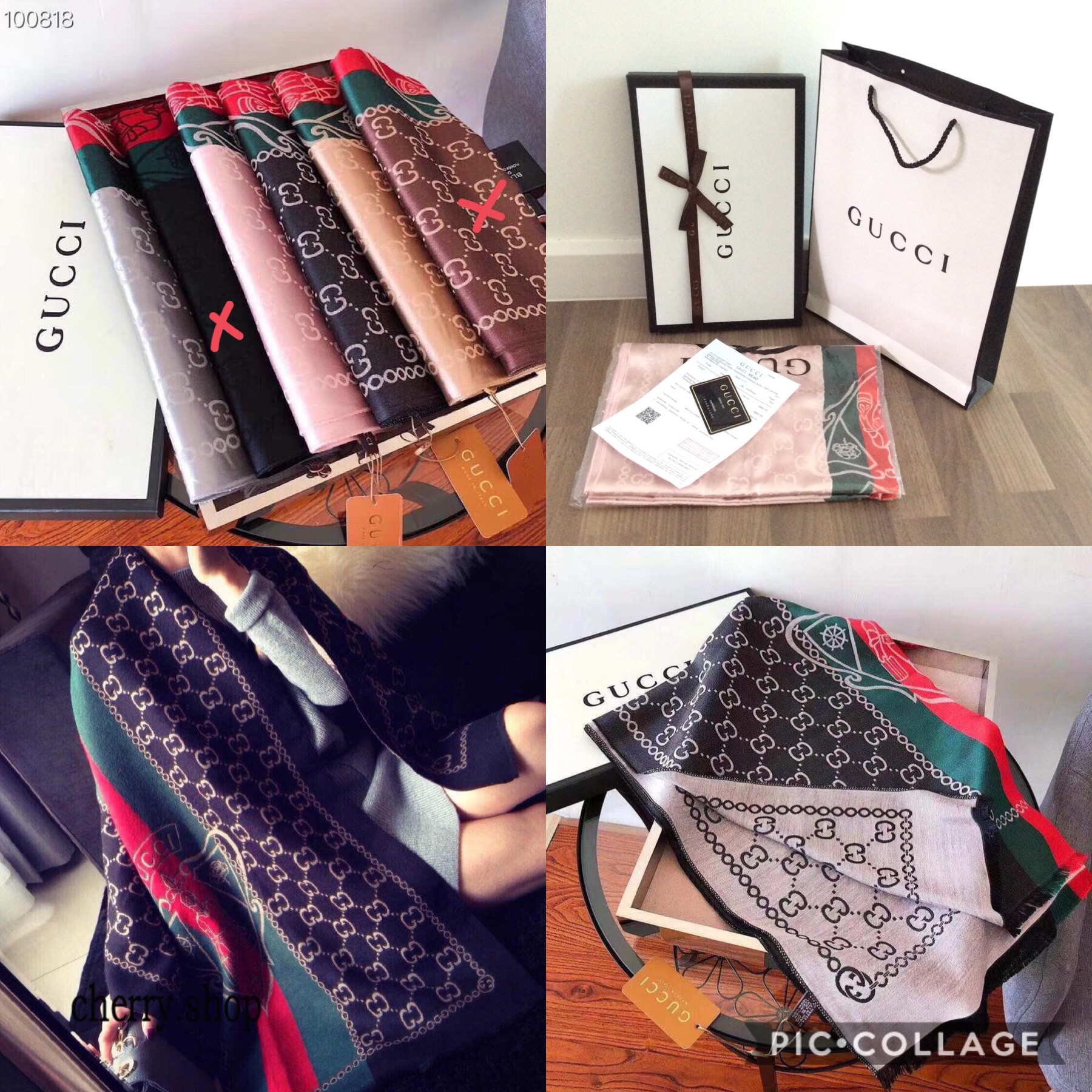 ผ้าพันคอ ผ้าคลุมไหล่ GUCCI รอบนี้มาเป็นเซ็ทของขวัญสุดหรูพร้อมกล่องและถุงกระดาษ