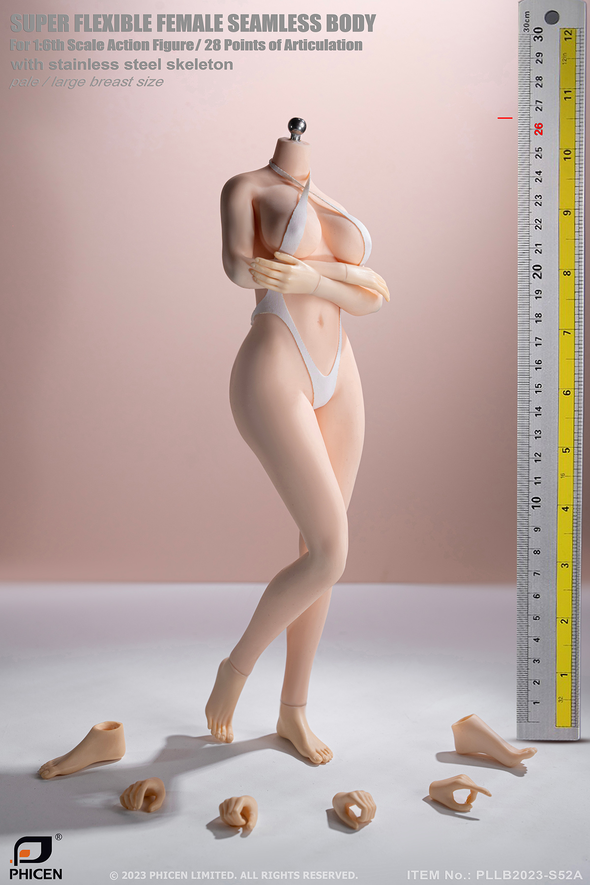 TBLeague PLLB2023-S52 Body, PLLB2023-S53 Body 1/6 Large Breasts Pale Skin Detachable Feet With Headsculpt Female Body