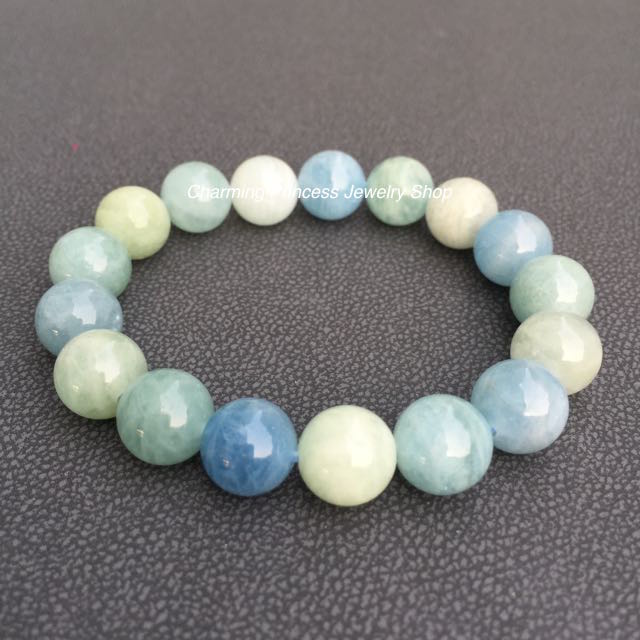 ราศีมีน หินนำโชคราศีมีนหรือผู้ที่เกิดมีนาคม Aquamarine Mix Color อความารีน สีฟ้าและเขียว 10 มม AA (15 มีนาคม – 12 เมษายน)