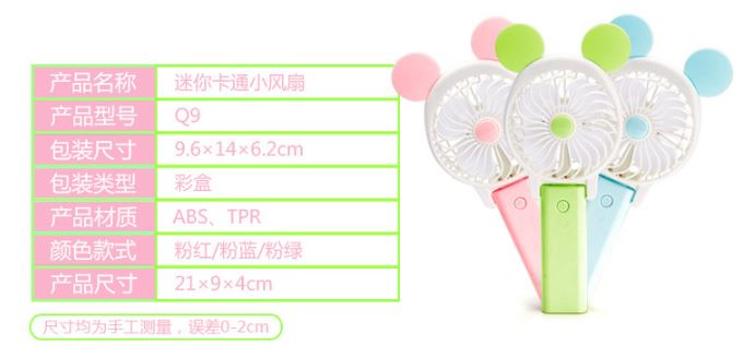 FAN02 หมดแล้วหมดเลย พัดลม USB ชาร์จไฟได้ รุ่น ลายการ์ตูน พับได้ พกพาสะดวก คละสี คละลาย