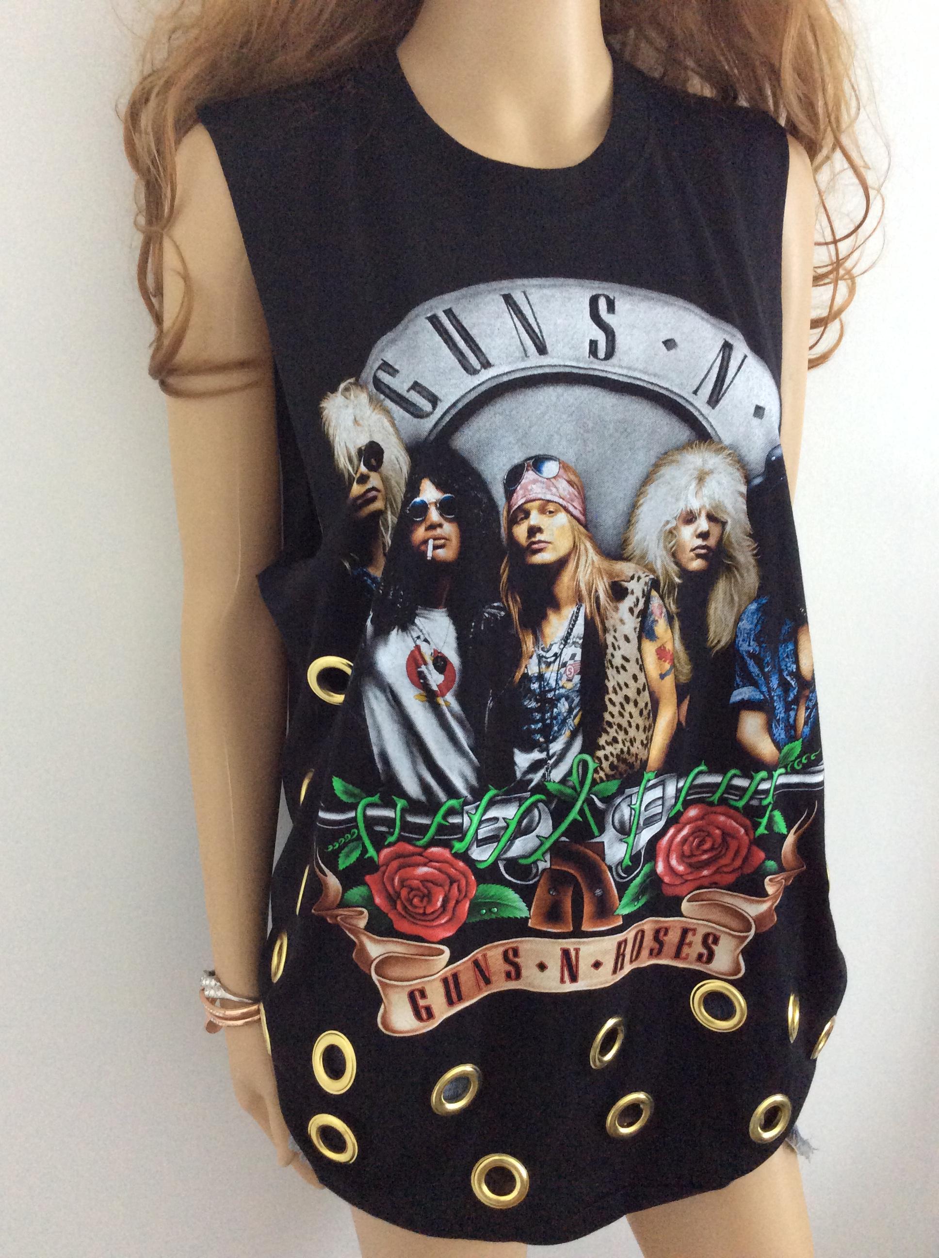 เสื้อวง guns rose 🥀 เสื้อยืดสีดำแขนกุดสกีน3D