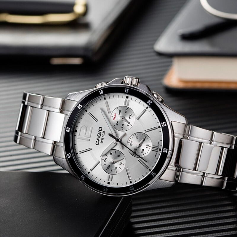 นาฬิกา CASIO นาฬิกาข้อมือ ผู้ชาย สายแสตนเลส รุ่น MTP-1374D MTP-1374D-1A MTP-1374D-1A2 MTP-1374D-2A MTP-1374D-2A2 MTP-1374D-5A