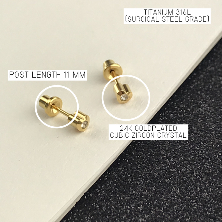 (ส่งฟรี!) ต่างหูสำหรับผิวแพ้ง่ายแป้นตัน สแตนเลสเกรดการแพทย์ ปลอดภัย 100% Heartlite_HC464_