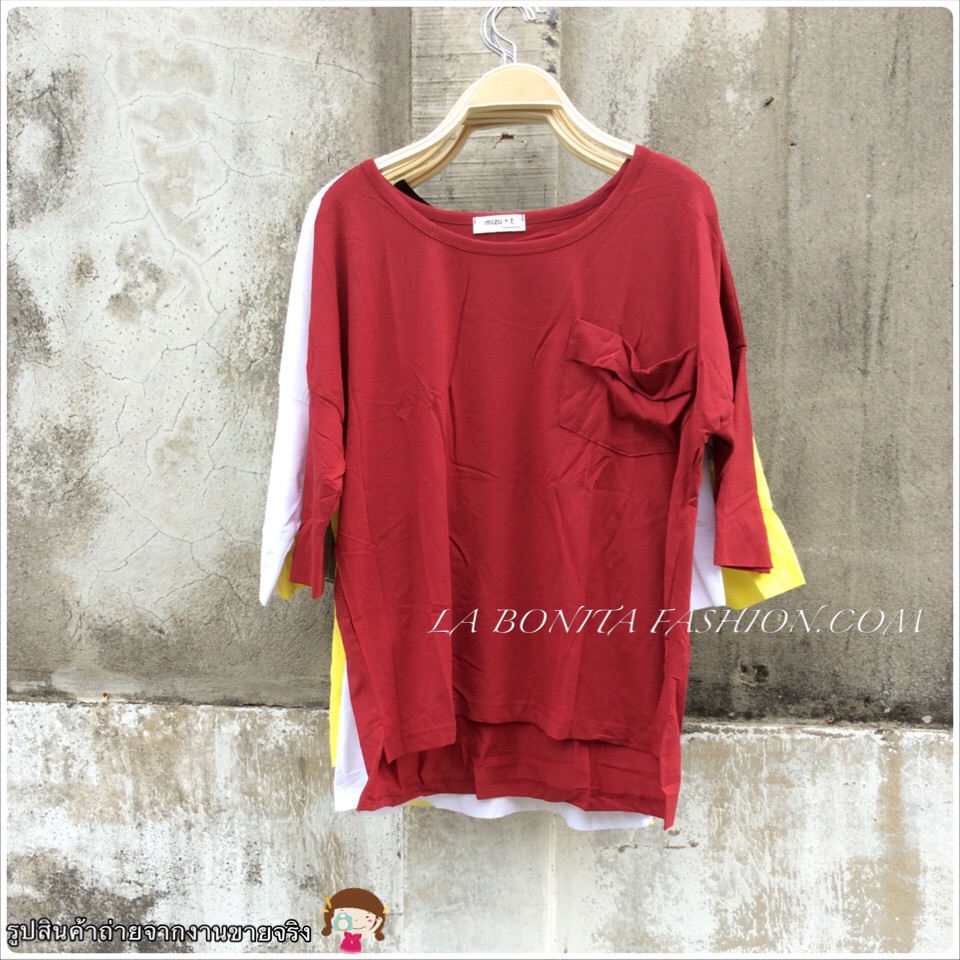 เสื้อยืดคอกลม ทรงboy แขนสามส่วน ผ้านุ่มเนื้อดี ทรงสวยเหมือนนางแบบใส่