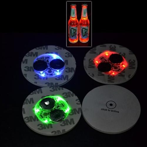 ที่รองแก้วมีไฟ LED ที่รองขวดมีไฟ แบบแผ่นสติ๊กเกอร์ มีไฟ 4 ดวง