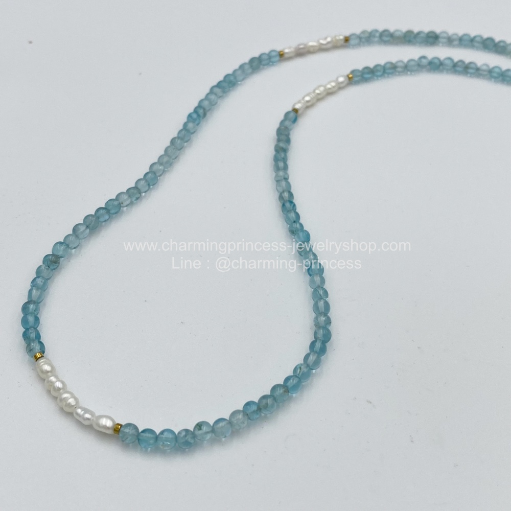 Apatite อพาไทท์ อัญมณีแห่งการเสริมชัยชนะ และ Pearl มุก เป็นสัญลักษณ์แห่งความสมบูรณ์ สายคล้องแมส สายคล้องแว่นตา หินนำโชค
