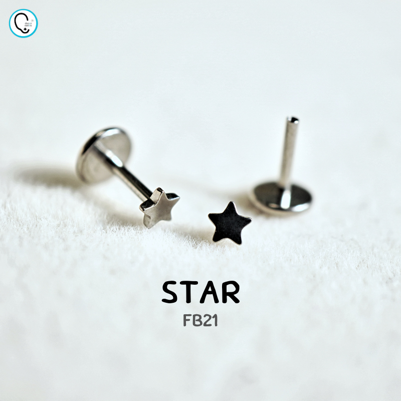 ต่างหูไทเทเนียม 100% แป้นแบนขันน็อต สำหรับผิวแพ้ง่าย ใส่สบายเรียบหลังหู รหัส FB (ราคา/ข้าง)