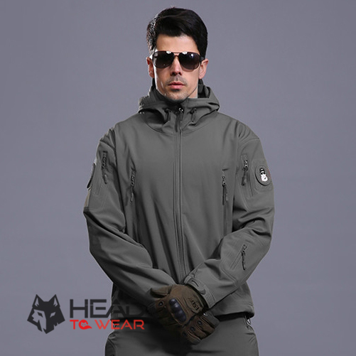 เสื้อแจ็คเก็ต Tactical กันน้ำ : สีเทาเข้ม Gray รหัส JT004