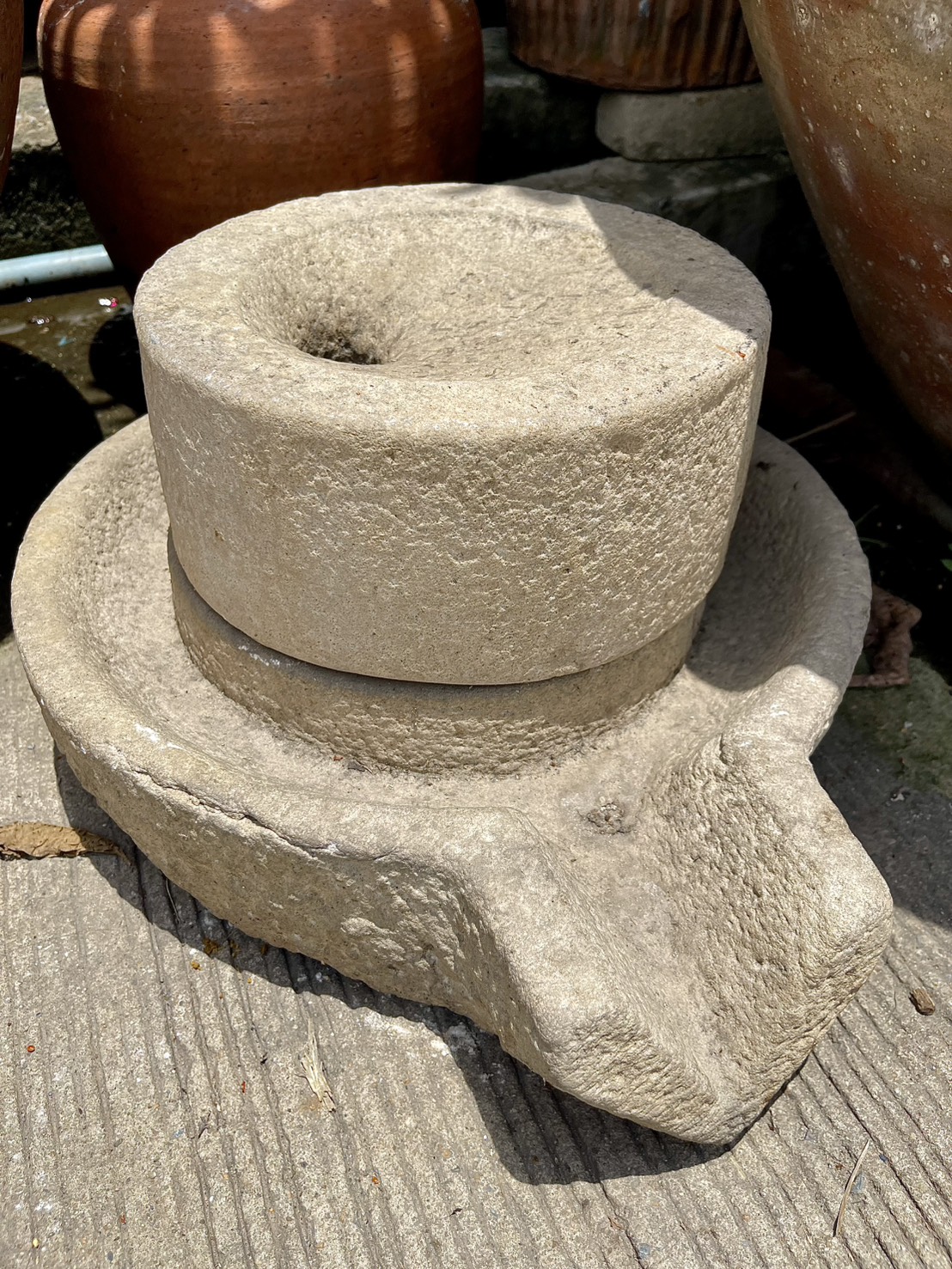 โม่แป้งโบราณ โม่หินโบราณ เครื่องบดแป้งหินแกรนิต ชุดใหญ่