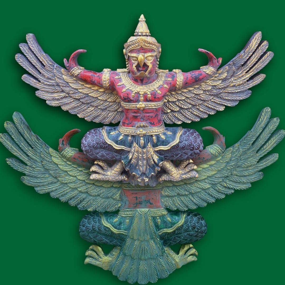 พญาครุฑไม้สัก ขนาด110ซม ครุฑไม้แกะ