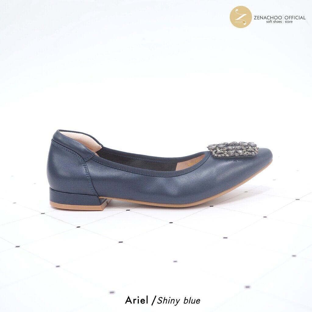 ทรงปกติ เปลี่ยนไซส์ได้ ไม่รับคืน Zenachoo รุ่น Ariel สูง 1 นิ้ว รองเท้าส้นแบน หัวแหลม หนังแกะแท้ นิ่มสบาย ทรงสวยมาก