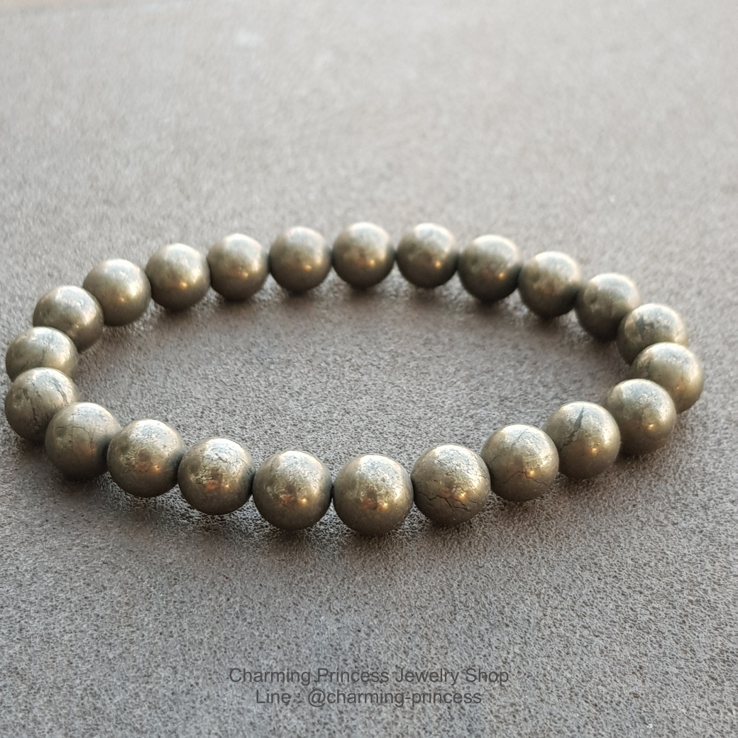 Pyrite 8 mm ไพไรต์ เรียกเงิน เรียกทอง