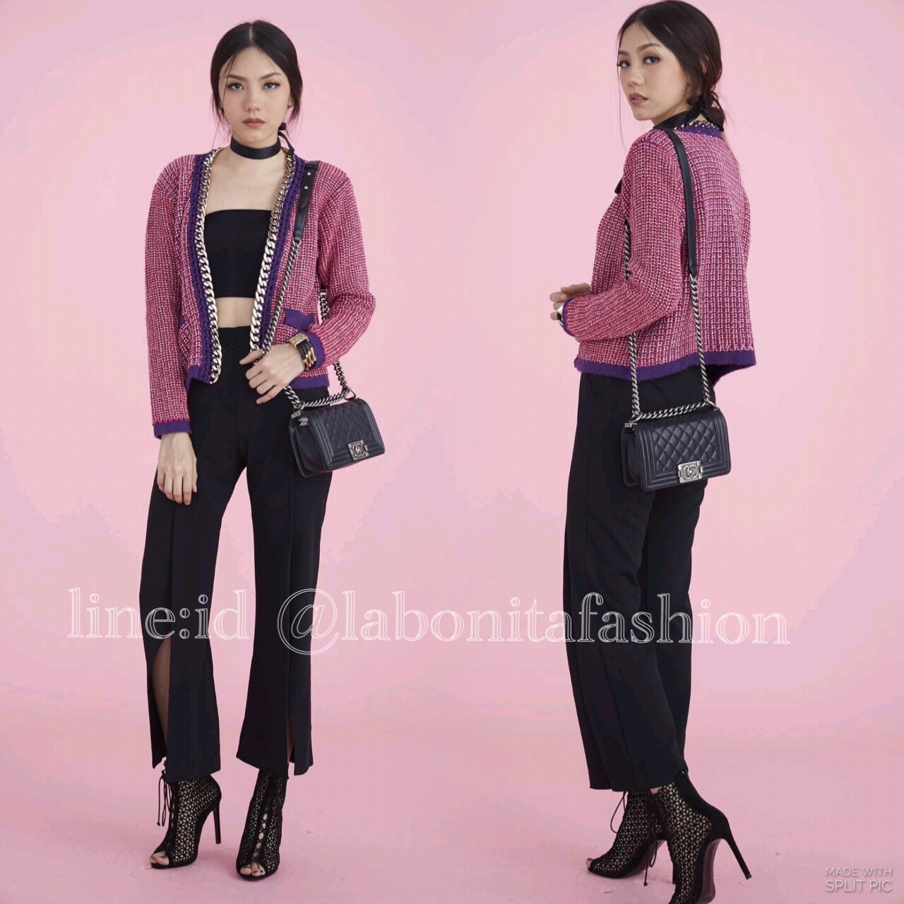 เสื้อคลุมไหมพรมสไตล์CHANEL ขอบโซ่อะไหล่สีทองอย่างดี งานสวยมากๆ ใส่แล้วเกิด สะดุดตาแน่นอนค่า ห้ามพลาดเลยน้า