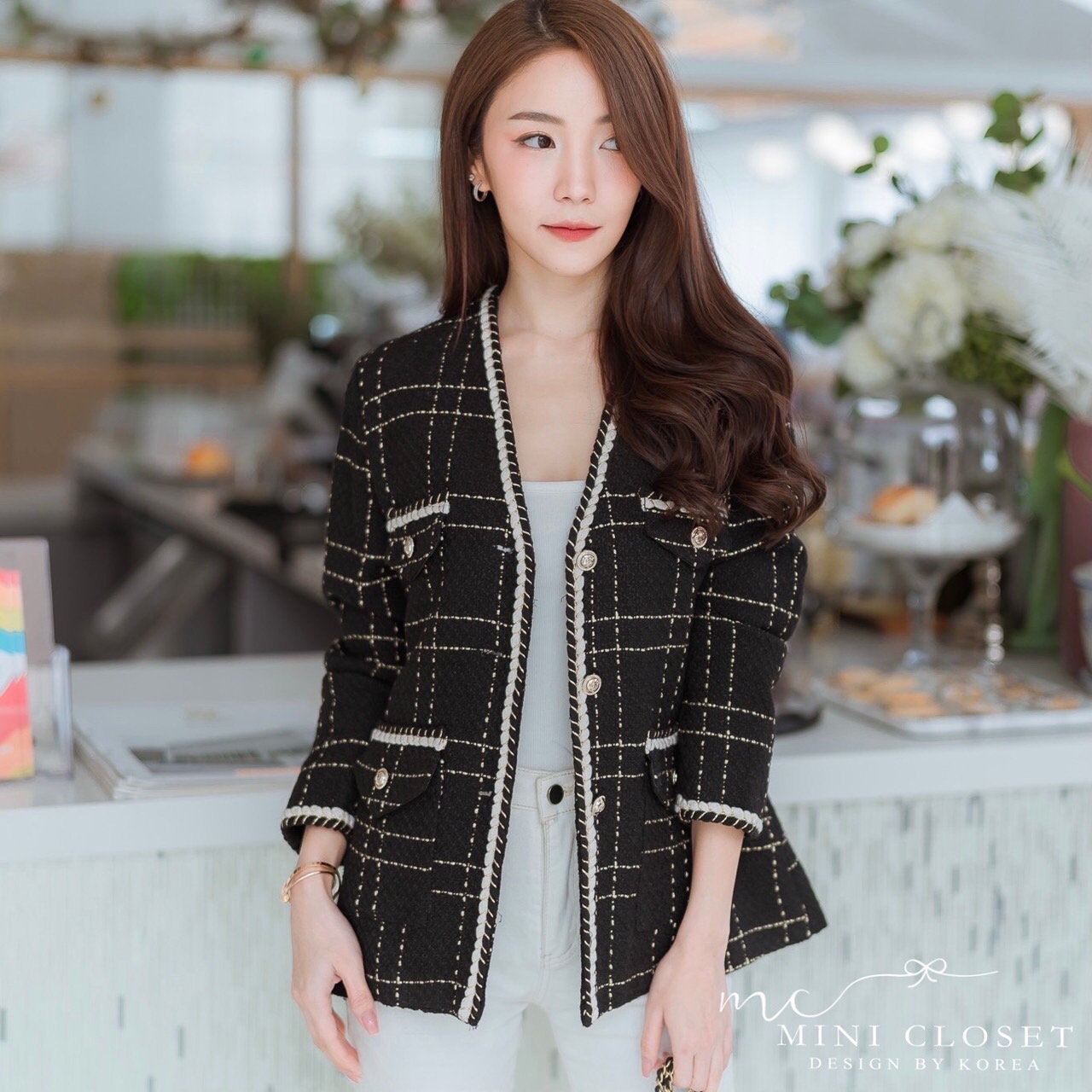 เสื้อคลุมผ้าทวีตเกาหลี เรียบหรูดูแพง ส่งfree ค่ะ