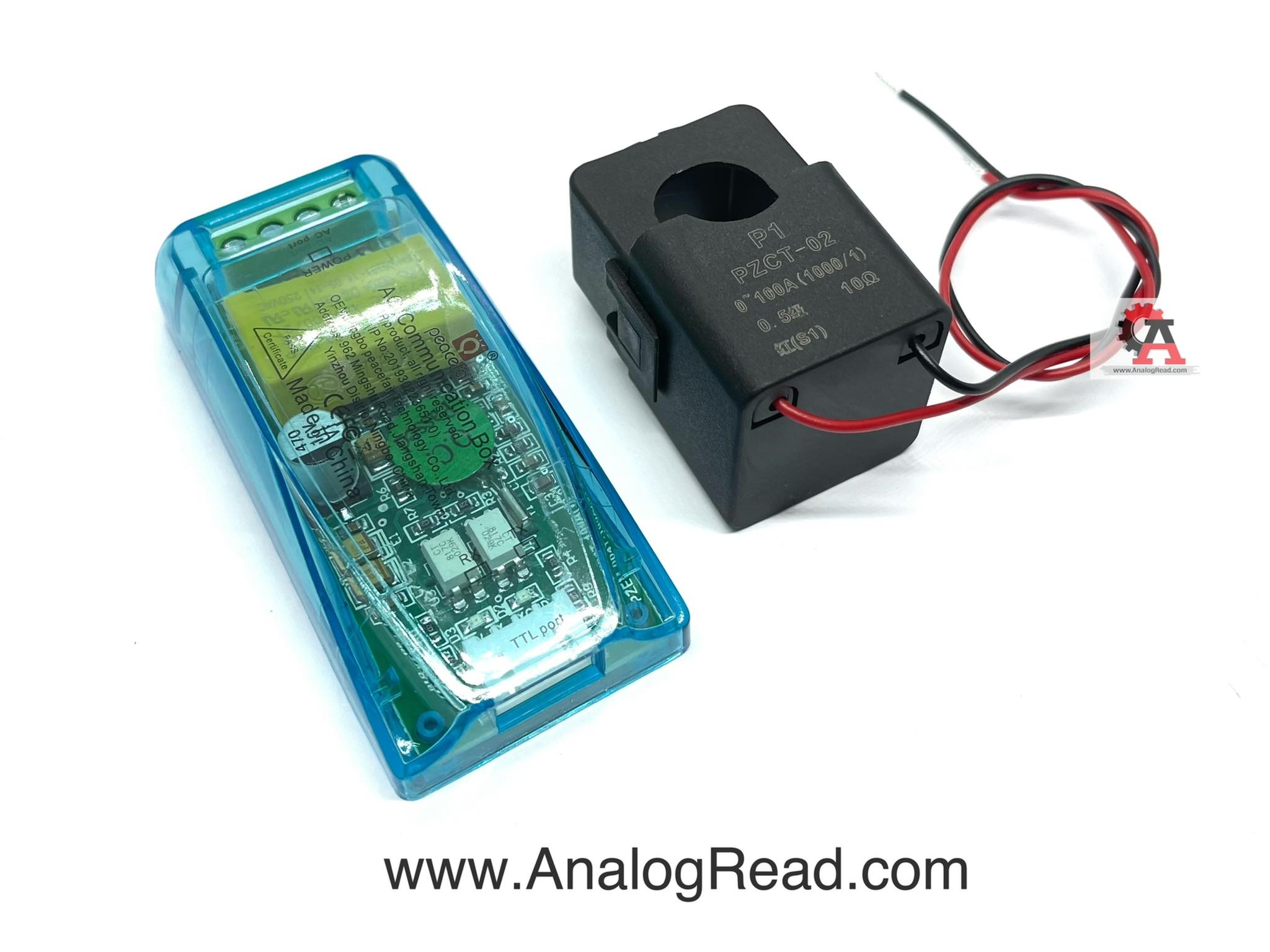 โมดูลวัดการใช้พลังงานไฟฟ้า 0-100A PZEM-004T 100A AC Module with opening and closing CT แบบมีเคส สต็อกไทยส่งไว