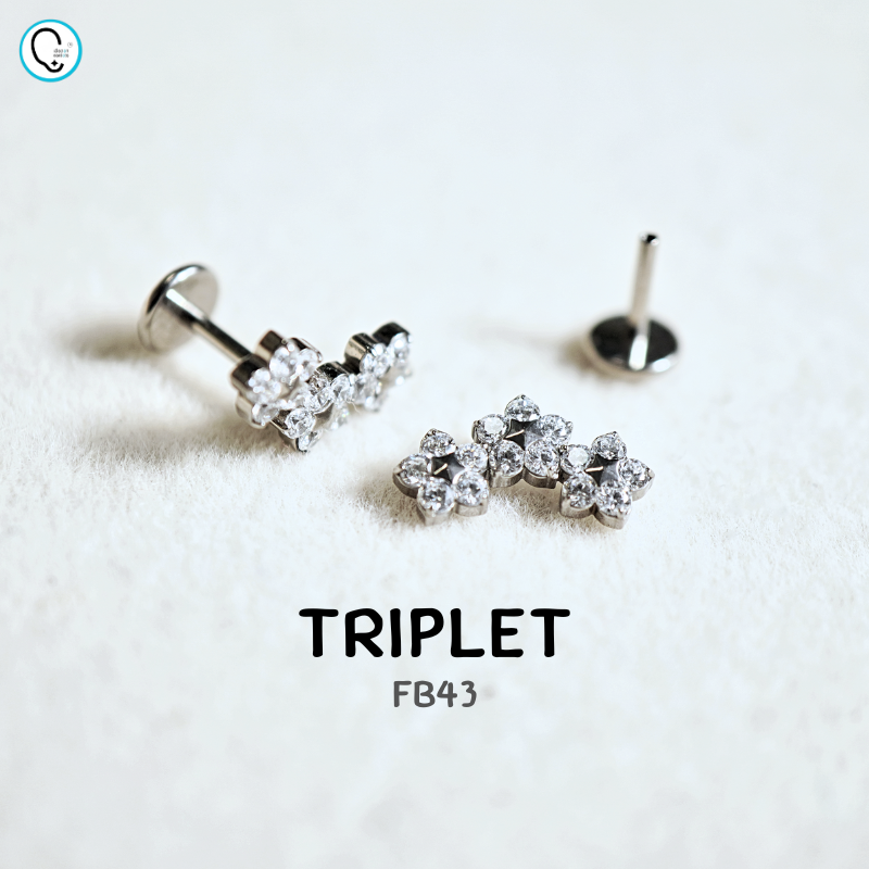 ต่างหูไทเทเนียม 100% แป้นแบนขันน็อต สำหรับผิวแพ้ง่าย ใส่สบายเรียบหลังหู รหัส FB (ราคา/ข้าง)