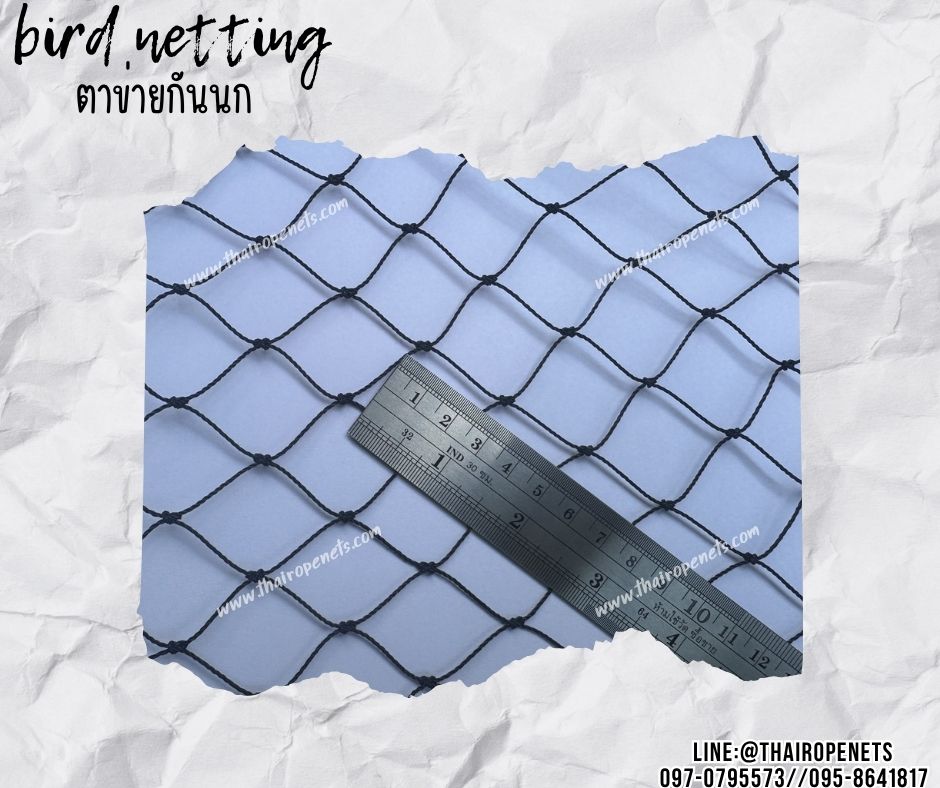 bird netting ตาข่ายกันนก เชือกหนา 1 มิล ช่องตา 1x1 นิ้ว สีดำ ตาข่ายกันนกเข้าบ้าน เข้าสวน ทนต่อแรงดึง ทนต่อรังสียูวี แบบยกม้วน