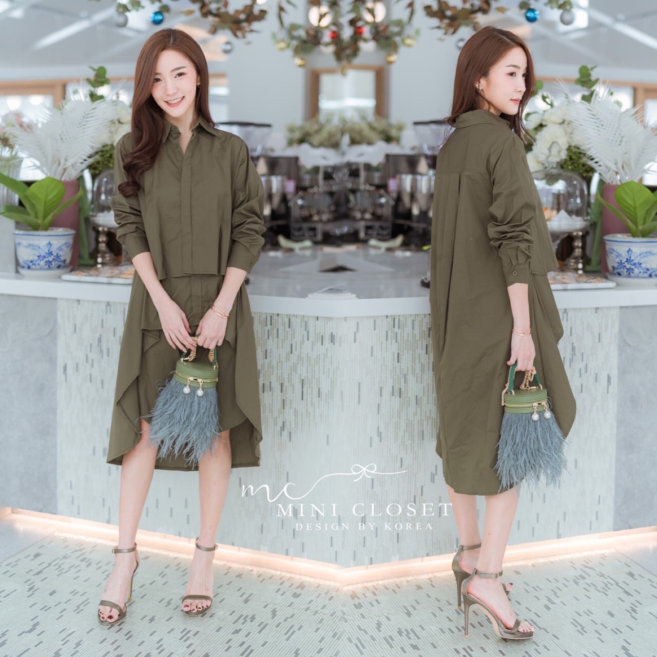 เดรสเชิ้ตแขนยาว เดรสทรงปล่อยใส่ได้ทุกโอกาส