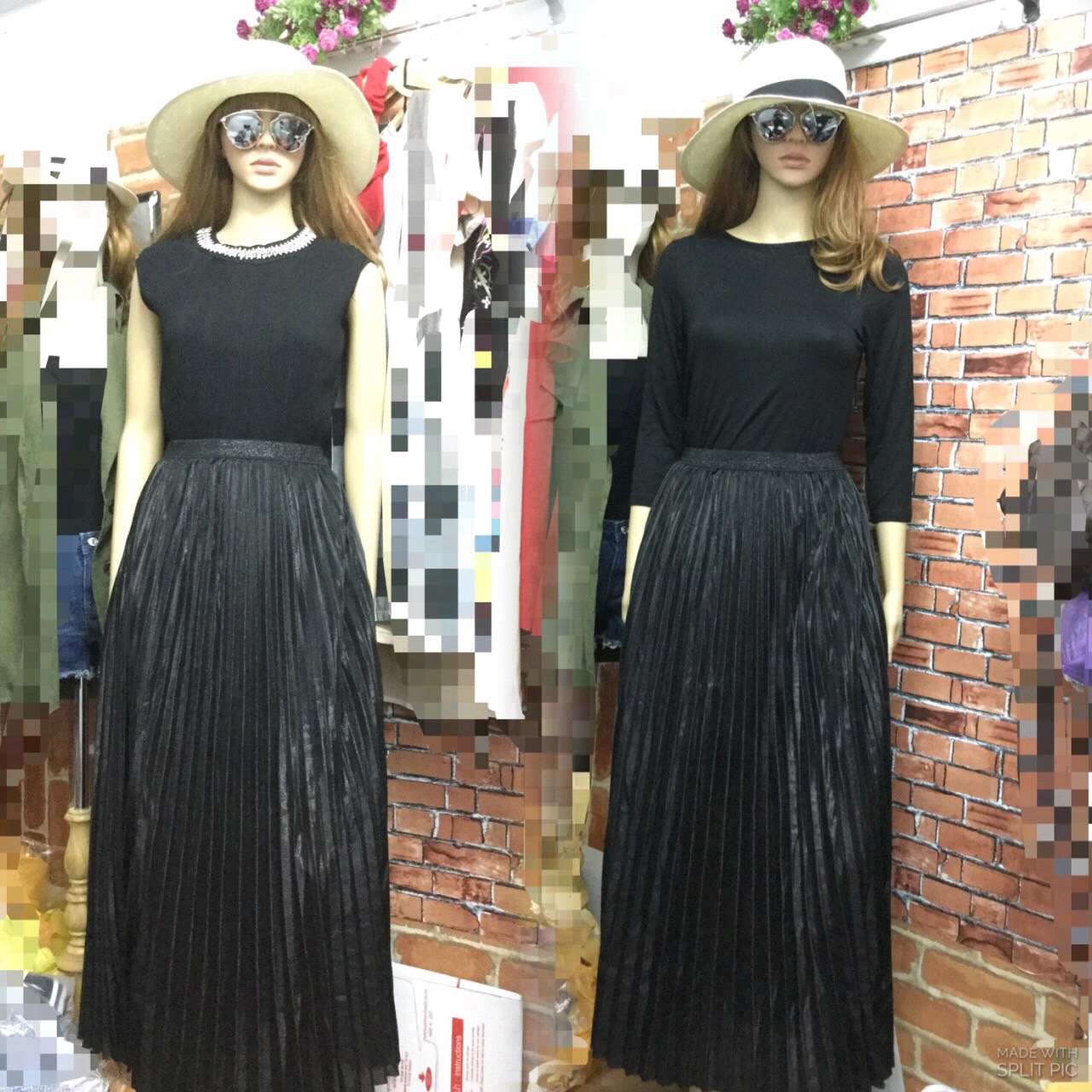 พร้อมส่ง กระโปรงพลีทยาว เนื้อผ้าวิ้งๆวาวๆงานสวยมากค่ะ ผ้าเนื้อดีมีน้ำหนัก ซับในอย่างดี