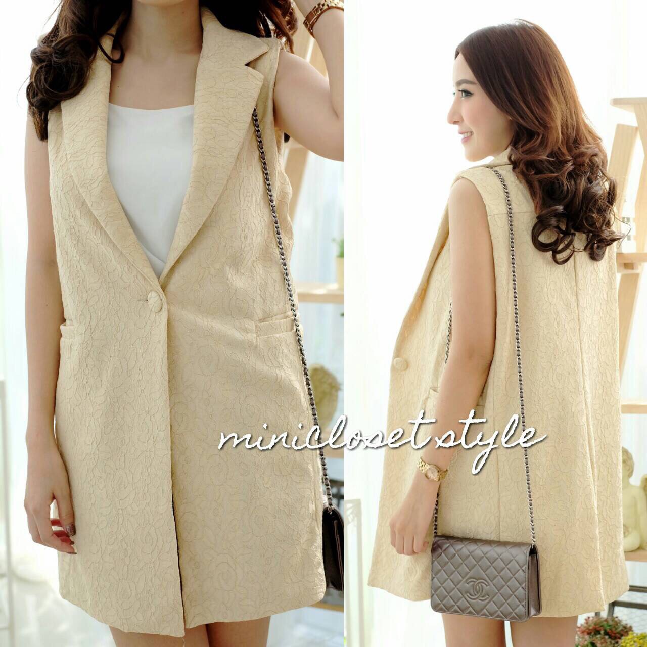 เสื้อคลุมแขนกุด เสื้อคลุมยาว เสื้อสูทผ้าลูกไม้