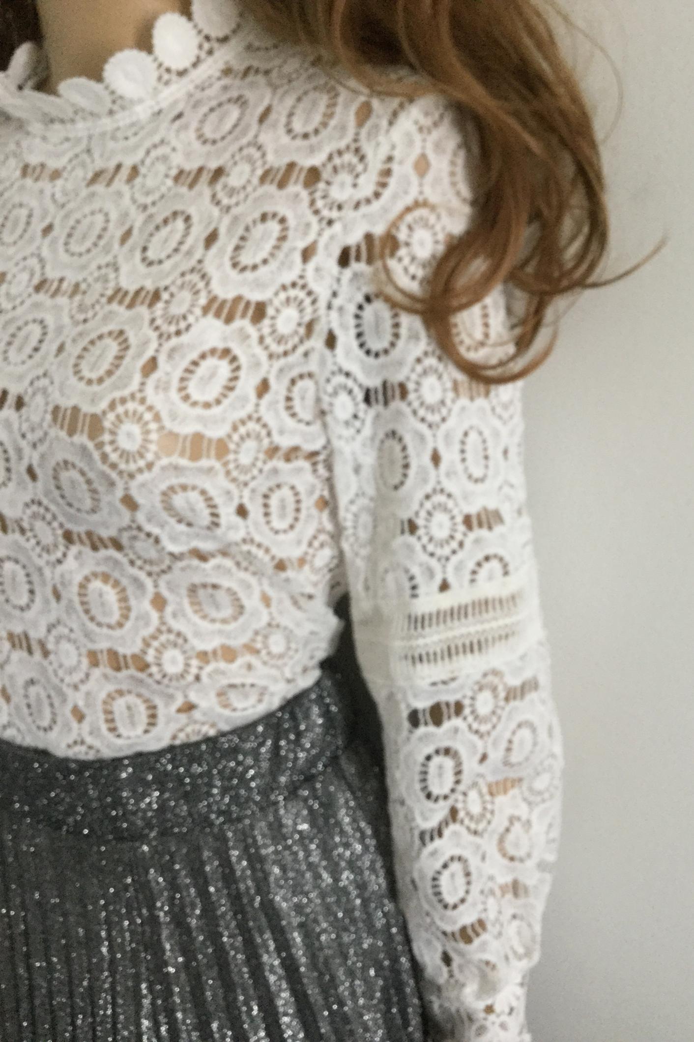 มาเพิ่มค้ะ!! เสื้อแขนยาวลูกไม้ฉลุ Self Portrait ดีไซน์คอลูกไม้ระบายน่ารัก แขนยาวจั้มข้อมือ คัตติ้งเนี้ยบ ซิปรูดหลัง แบบเก๋มากค่ะ (ดาราเซเลปใส่กันตรึม)