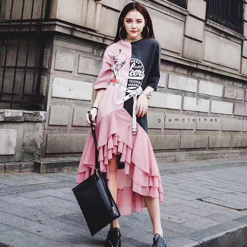 เดรสเกาหลี lot 2!! ผ้าคอตตอน ชายหางปลา เนื้อชีฟอง เป็นเดรสน่ารักใส่ตัวเดียวจบค่ะ