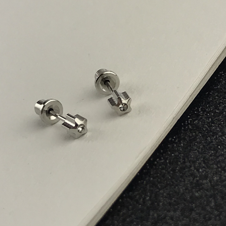 (ส่งฟรี!) ต่างหูสำหรับผิวแพ้ง่ายแป้นตัน สแตนเลสเกรดการแพทย์ ปลอดภัย 100% Starlite_HC454