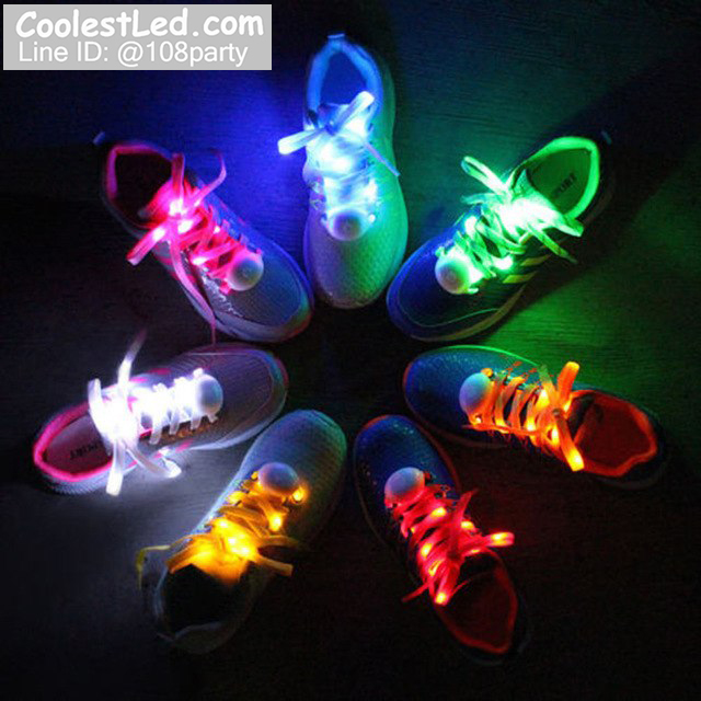 เชือกรองเท้าไนล่อนเรืองแสง มีไฟ Led กระพริบ แบบสีเดียว ทำจากเชือกรองเท้าไนล่อน