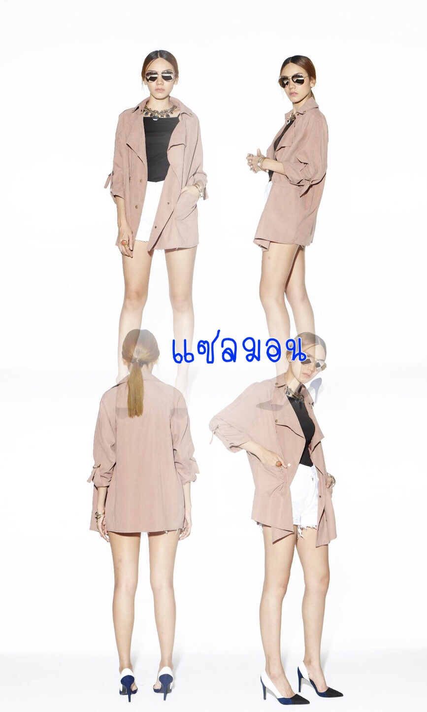 เสื้อแจ็คเก็ตทรงเท่ ผ้าเนื้อกำมะหยี่เนื้อบาง