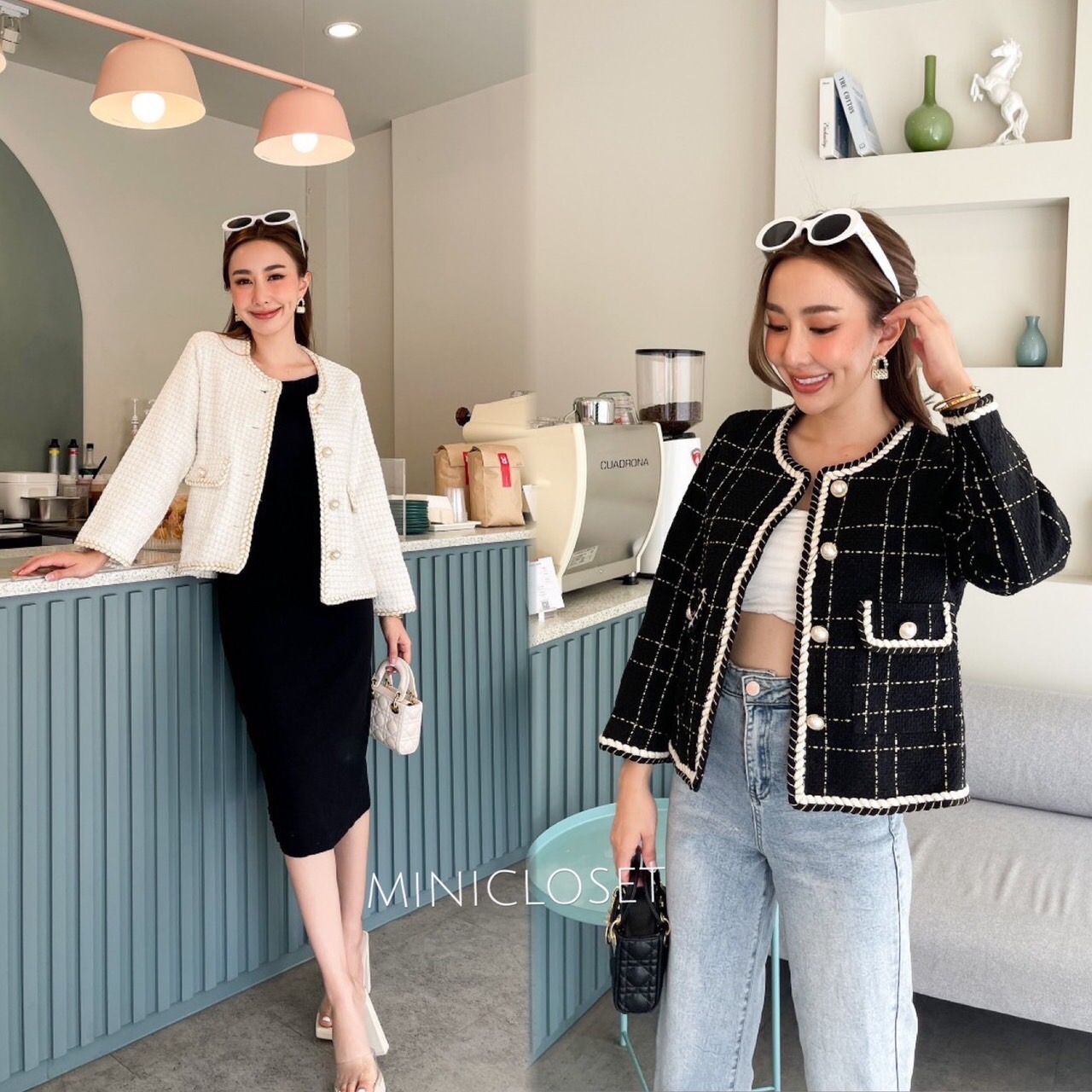 เสื้อคลุมผ้าทวีต เสื้อทวีตสไตล์ชาแนล เสื้อคลุมเรียบหรูดูแพง