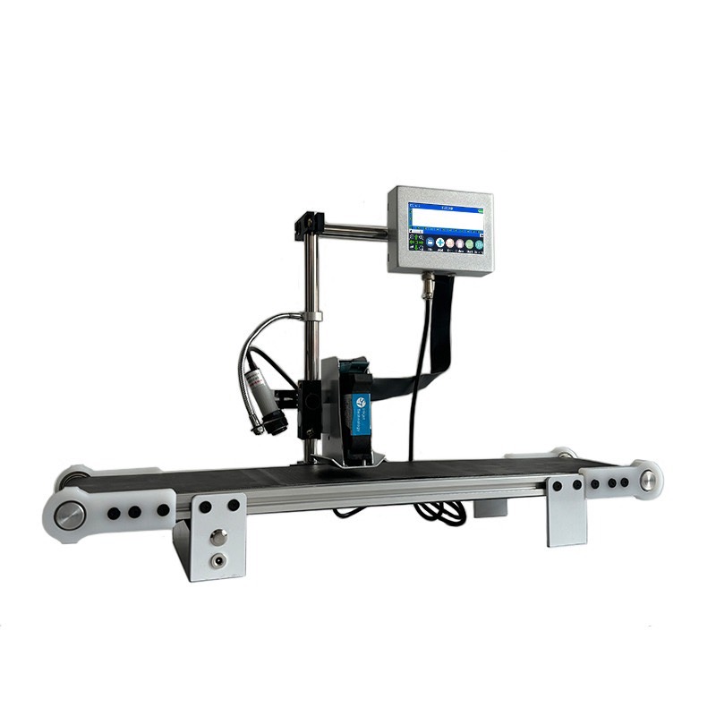 เครื่องพิมพ์วันที่ผลิต วันหมดอายุ แบบตลับหมึก หน้าจอ 5 นิ้ว พร้อม Mini Conveyor