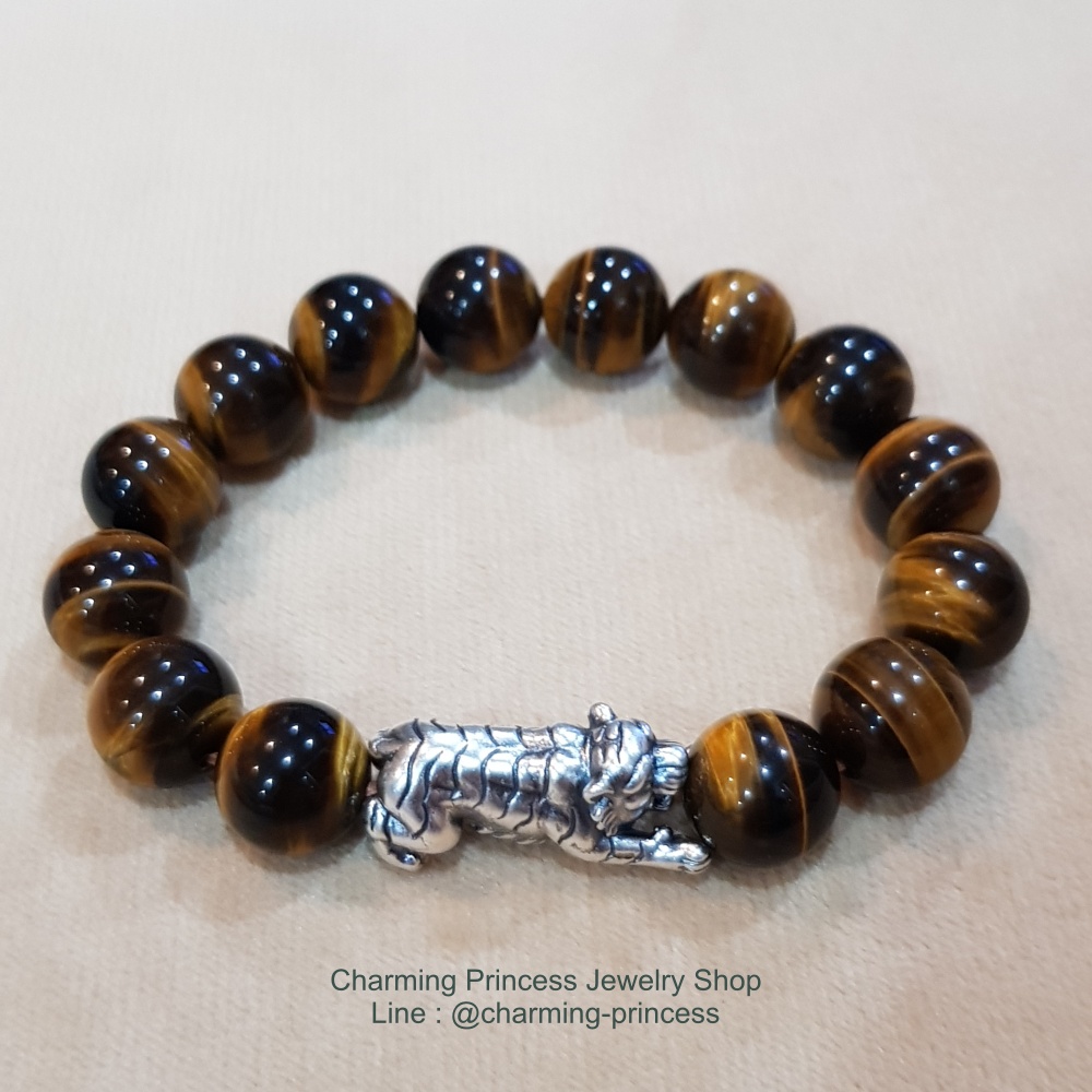 Tiger Eye ไทเกอร์อาย 12 มม ปกป้องคุ้มครอง มักจะเป็นผู้ชนะในการแข่งขัน และผู้ที่ดวงตกอยากหนุนดวงให้ดีขึ้น ประดับเสือ สัญลักษณ์แห่งอำนาจ ความมั่งมี ป้องกันสิ่งชั่วร้าย อัปมงคล