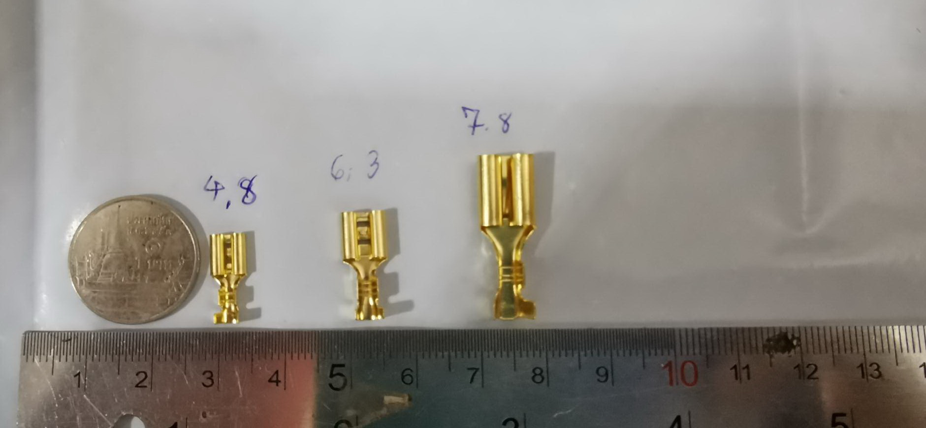 CARE17S7.8 หัวเสียบทองเหลืองแท้ ตัวเมียแบนรูใน 7.8 ชุด 100 ตัว