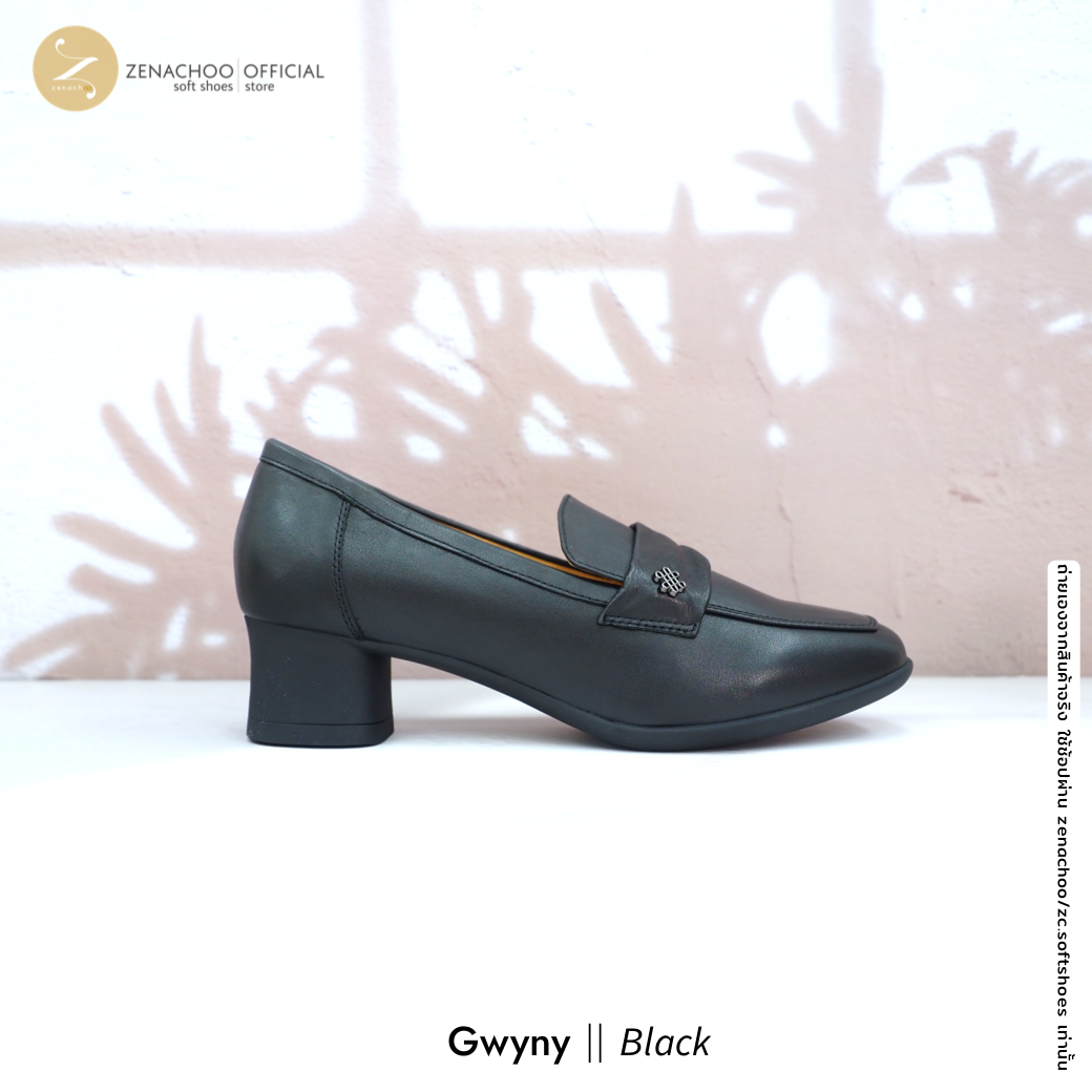 ทรงปกติ เปลี่ยนไซส์ได้-ไม่รับคืน พื้นยางนิ่ม เพื่อสุขภาพ Zenachoo Gwyny สูง 2 นิ้ว รองเท้าหนังแกะแท้ ใส่สบายมาก