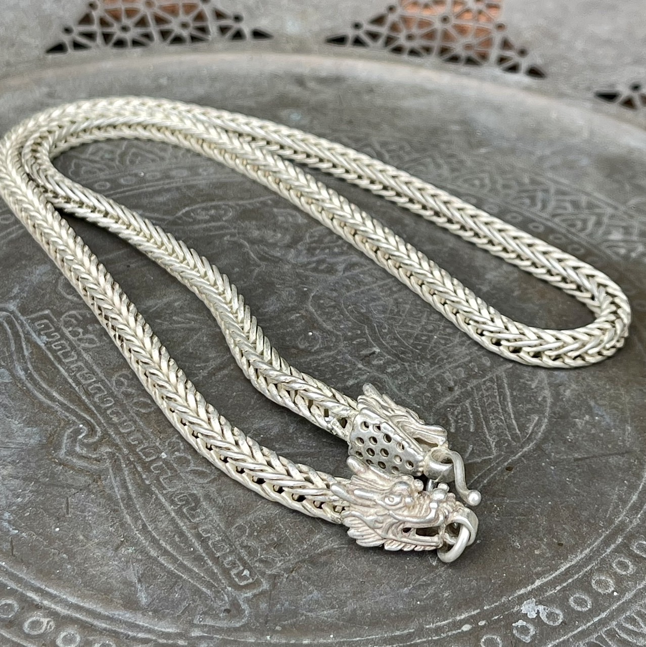 สร้อยคอเงิน สร้อยเงินเก่า หัวลายมังกร สร้อย