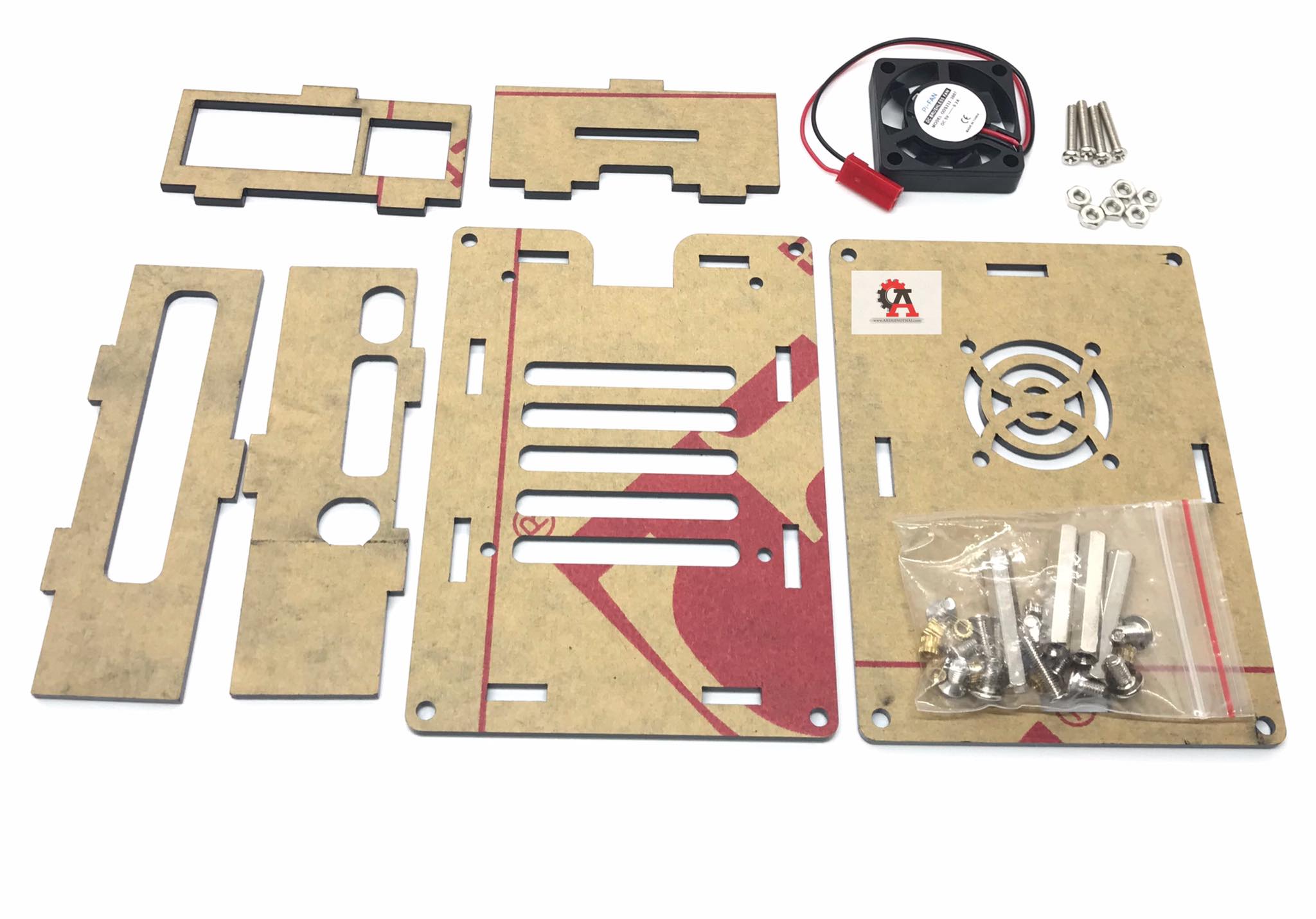 Raspberry Pi 4 Acrylic case สีดำ + พัดลม 5V