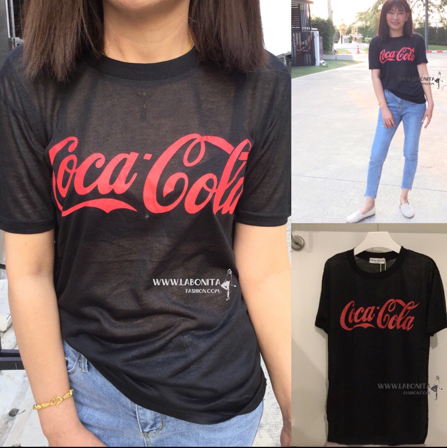 เสื้อโค้ก เสื้อสกรีนCoca Cola เสื้อยืดผ้าบางเฉียบใส่สบายแต่ไม่โป๊นะคะ