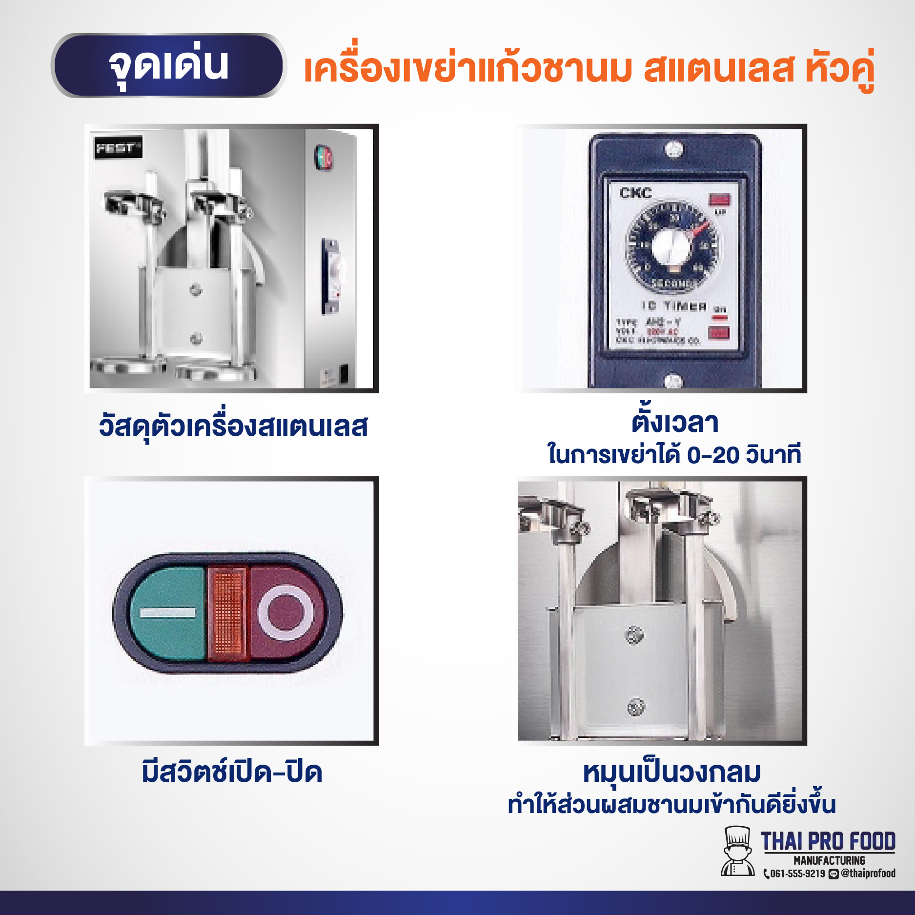 เครื่องเขย่าแก้วชานม สแตนเลส หัวคู่ แถมฟรี ! ขวดเชคเกอร์สแตนเลส 700 มิลลิลิตร 2 ขวด
