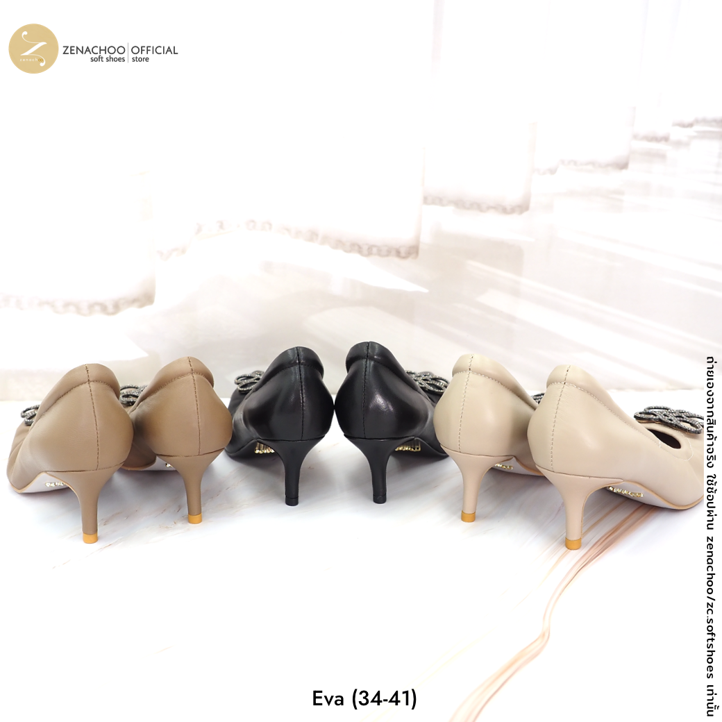 ทรงปกติ ZENACHOO รุ่น Eva2 รองเท้าทำงาน ส้นสูง 2 นิ้ว หัวแหลม หนังแกะนิ่ม ประดับคริสตัล ใส่สบาย เปลี่ยนไซซ์ได้ ไม่รับคืนสินค้าทุกกรณี