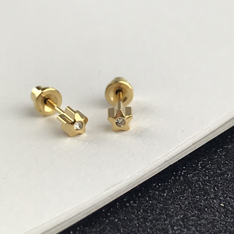 (ส่งฟรี!) ต่างหูสำหรับผิวแพ้ง่ายแป้นตัน สแตนเลสเกรดการแพทย์ ปลอดภัย 100% Starlite_HC454